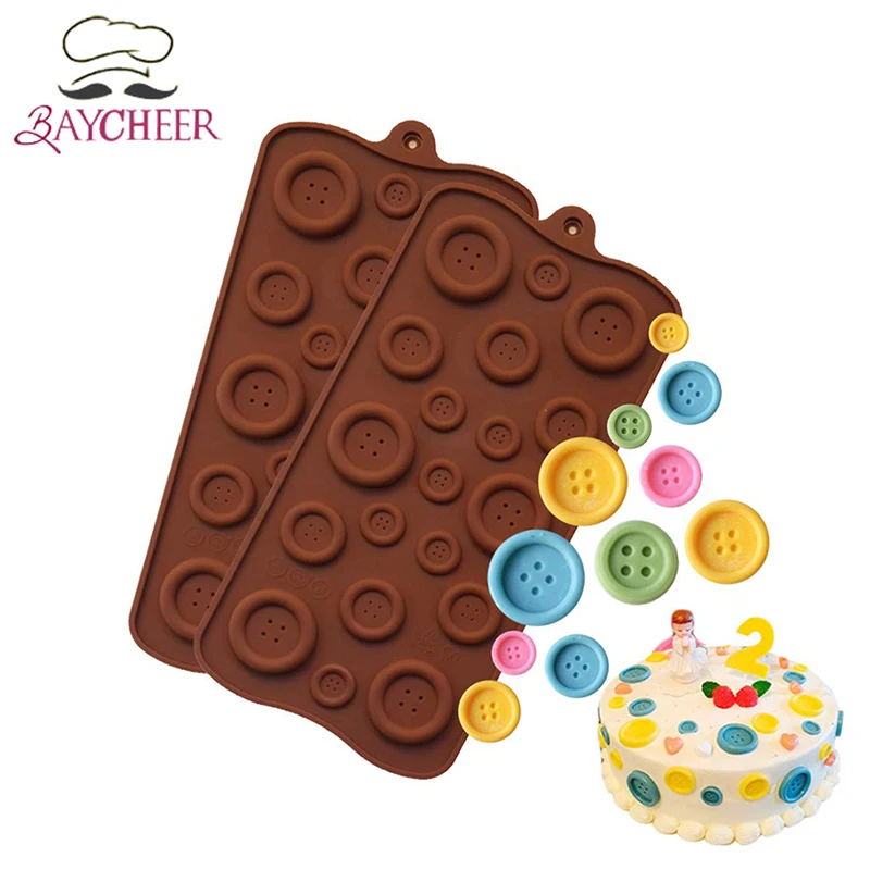 

BAYCHEER Buttons Shape Chocolate Mould 19-Cavity Silicone Cute DIY Baking Tools Cake Decorating Tools Kitchen Accessories