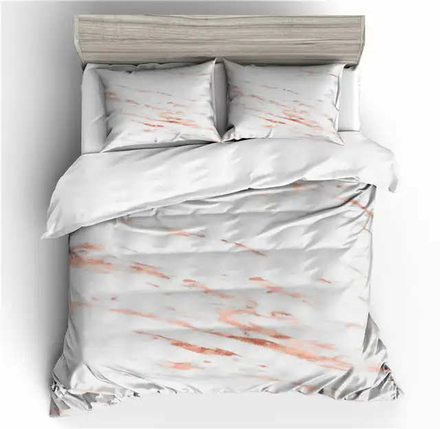 Musolei 3d Bedding Set Pink Rose Gold Marble Texture