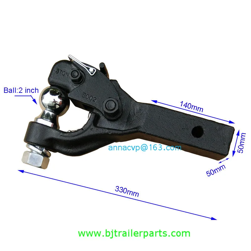 " x 2" pintle крюк с " мяч, 8 тонн, запчасти для прицепа. Короткий Хвостовик с 1 отверстием