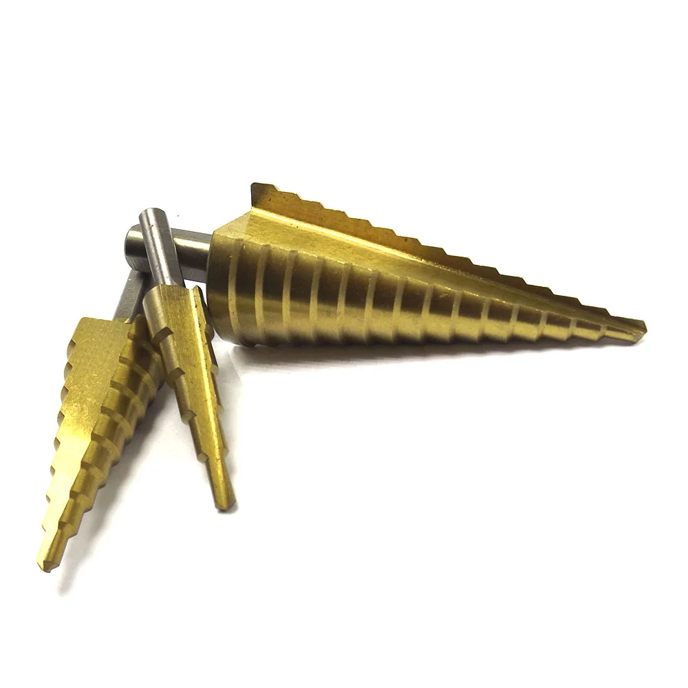 3PCS Professional Pagoda Drill Bit Quality Perforator HSS Titanium Coated Straight Flute Stepped Drill Bits 4-32mm 4-20mm 4-12mm 3PCS Professional Pagoda Drill Bit Quality Perforator HSS Titanium Coated Straight Flute Stepped Drill Bits 4-32mm 4-20mm 4-12mm