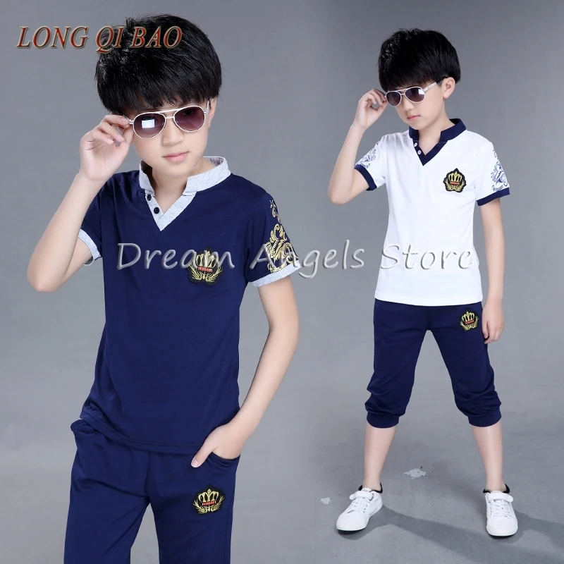 

2017 new children's suit summer short sleeved T-shirt two pieces