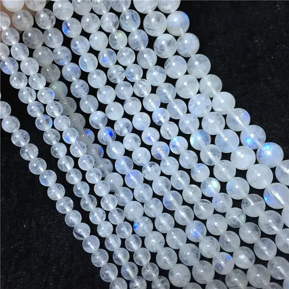 Natural AAA Rainbow Moonstone,Natural Stone Moonstone Beads, Round Semi Precious Gem stone Beads, 4mm 5mm 6mm 16' /string