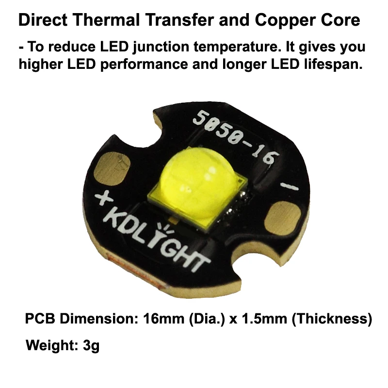 2019 новый комплект 3 в Cree XHP50.2 K2 2A белый 6000K светодиодный эмиттер с 16 мм/20 мм DTP медный