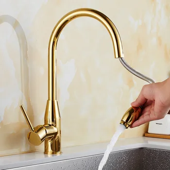 

MTTUZK New design pull out kitchen faucet gold 360 degree swivel kitchen sink Faucet Mixer tap kitchen faucet torneira cozinha