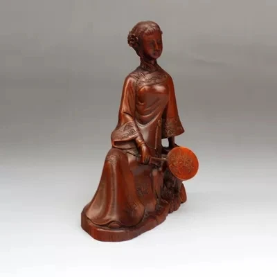 Boxwood carving ancient beauty fan decoration artwork decoration
