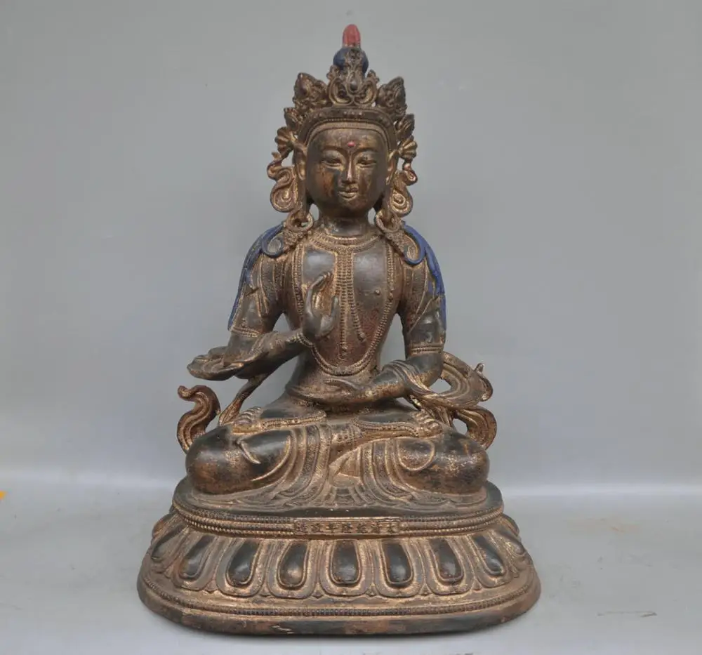

15" China Tibet Guanyin Kwan-yin Buddhism Buddha Bronze Copper Statue QQ EW