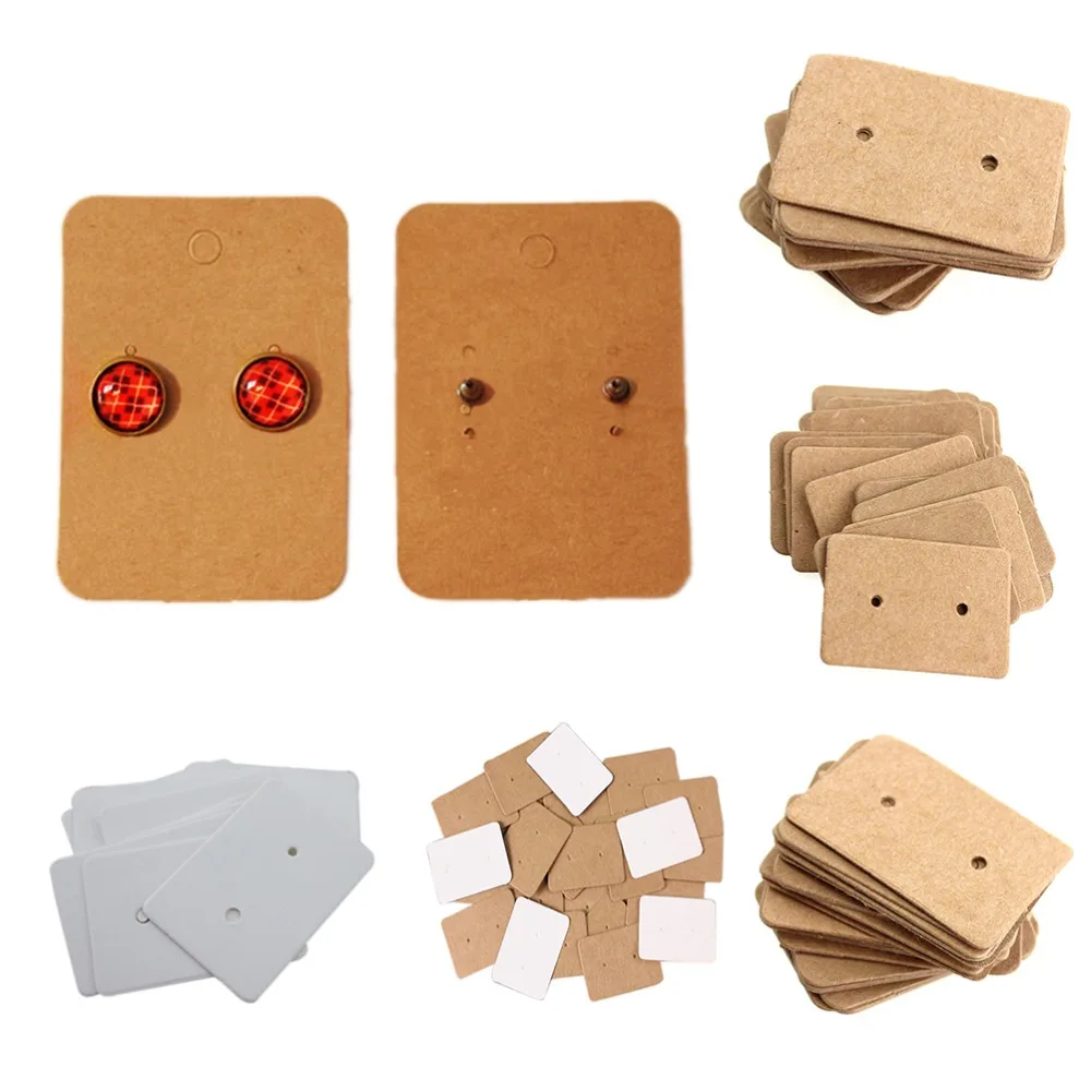 100Pcs Kraft Paper For Ear Studs Hang Tag Jewelry Display Card Earring
