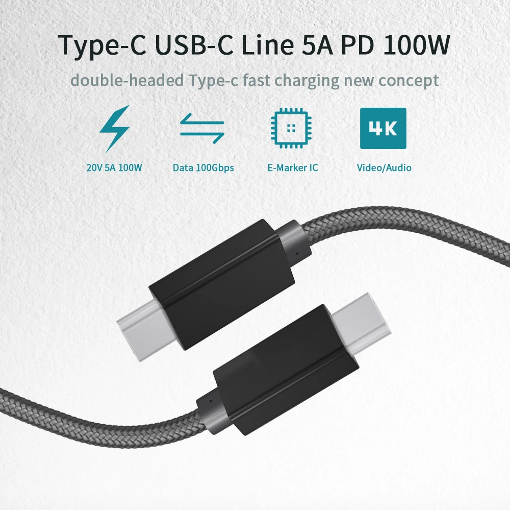 Кабель USB 3,1 type-C PD 100 W, кабель для быстрой зарядки USB C-USB C, кабель для Macbook pro, huawei Matebook P30, samsung S9, S10, xiaomi