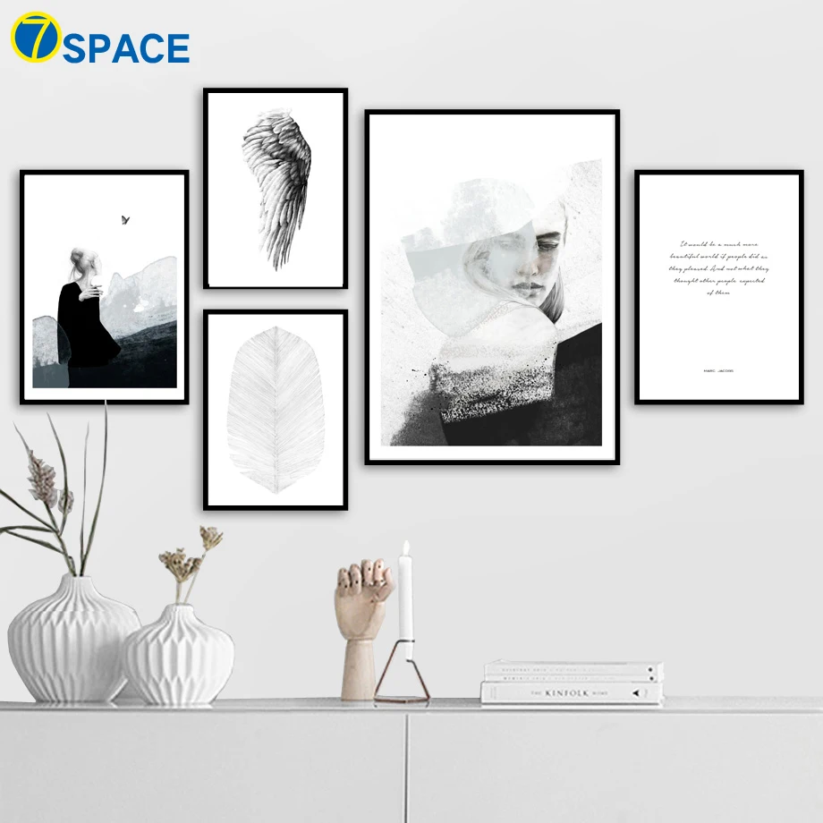 

Abstract Girl Wing Quotes Nordic Posters And Prints Wall Art Canvas Painting Decoration Pictures For Living Room Pop Art Decor