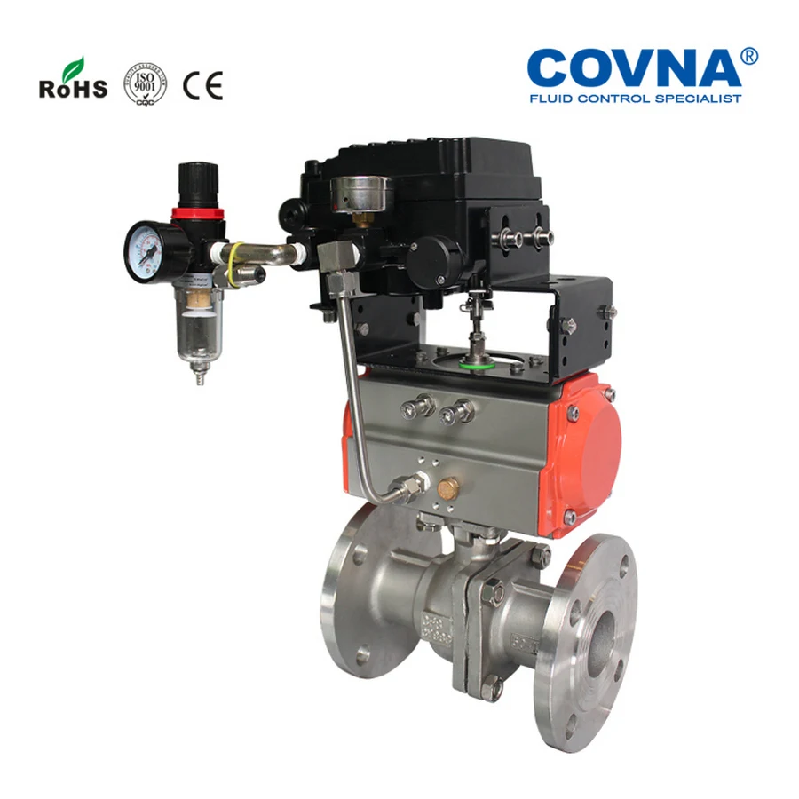 

2 inch Pneumatic Flange Ball Valve Spring Returned with 4-20mA Positioner Stainless Steel 304 GB Standard Flange PTFE Seat