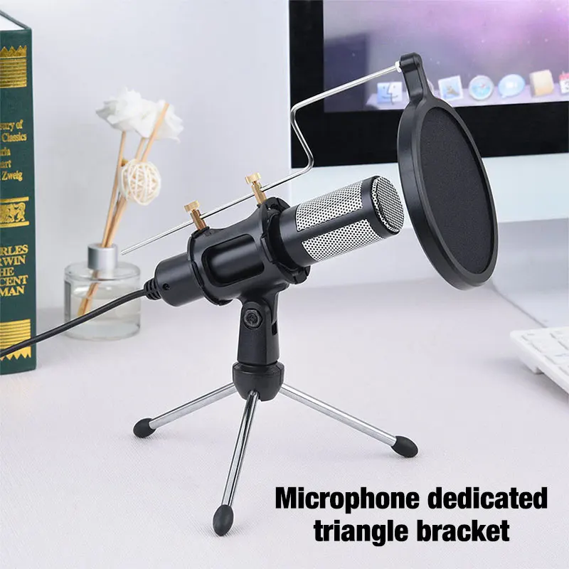 

Microphone Tripod Stand Foldable Bracket Set Microphone Clip + Anti-spray Cover + Tripod Stand + Fixed Axis High Quality