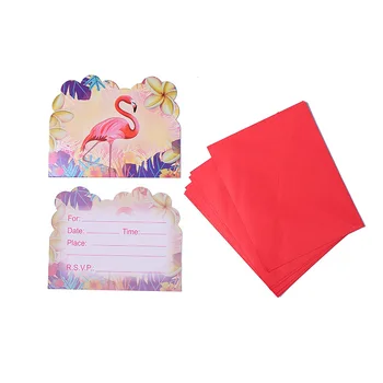 

6pcs Flamingos Party Paper Invitation Card Birthday Party Decorations Kids Baby Shower Cartoon Theme Party Supplies Favors