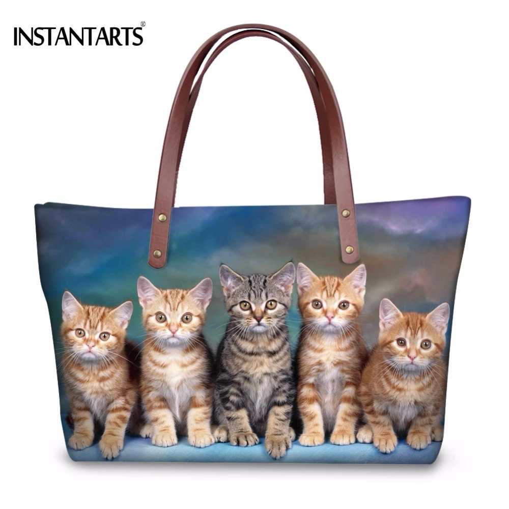 Instantarts Sac A Main Kawaii Imprime Animal Chat En Famille Pour Femmes Fourre Tout Marque De Mode De Styliste Shopping Grand Sac A Bandouliere Aliexpress