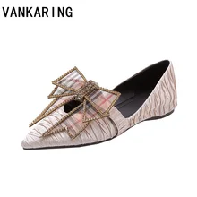 Фирменный дизайн; балетки из сатиновой кожи на плоской подошве; милые тонкие туфли с острым носком и бантом; модные повседневные модельные туфли