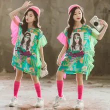 Летнее платье в Корейском стиле с оборками для девочек модные хлопковые сетчатые платья для девочек от 4 до 9 лет, B929