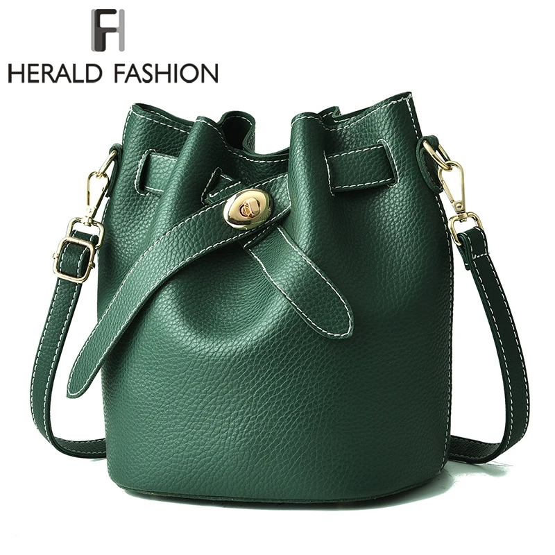 

Herald Fashion Women Bucket Capacity Composite Bag High Quality Leather Women Handbag Vintage Female Shoulder Bag Crossbody Bag