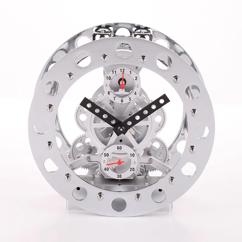 Настольные часы креативная Мода Большой механический механизм часы ABS Материал настольные часы домашний декор черный серебристый Шестерня часы - Цвет: White