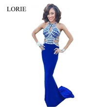 Luxus Kristalle Royal Blue Abendkleider Meerjungfrau 2017 Eleganten Frauen Neuen Stil Formale Lange Abendkleider Hochzeit Party Kleider