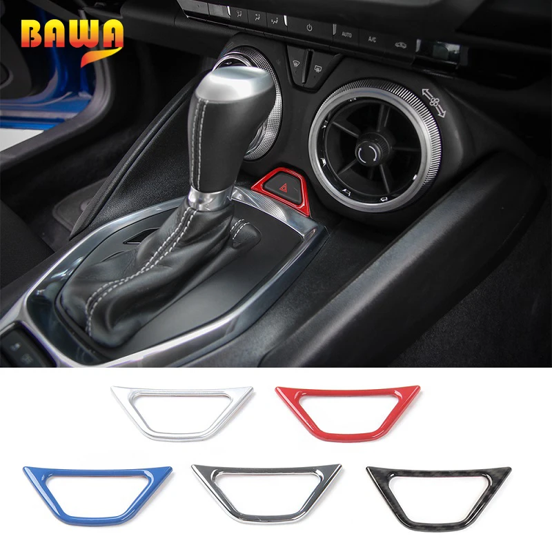 

HANGUP Car Emergency Lamp Switch Decoration Ring Stickers ABS Interior Accessories For Chevrolet Camaro 2017 Up Car Styling
