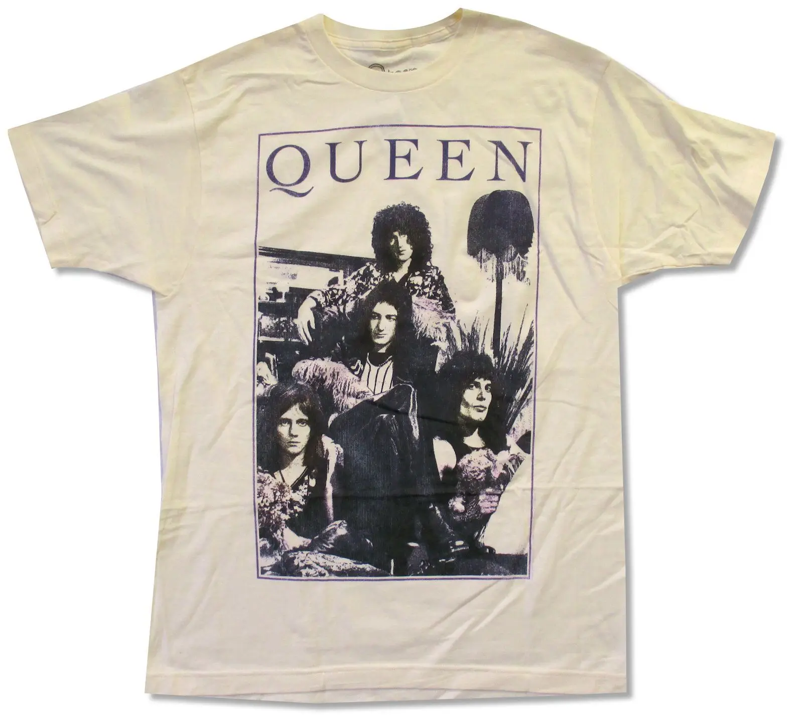 

QUEEN "HOLDING FLOWERS" NATURAL T-SHIRT NEW OFFICIAL ADULT BAND MUSIC