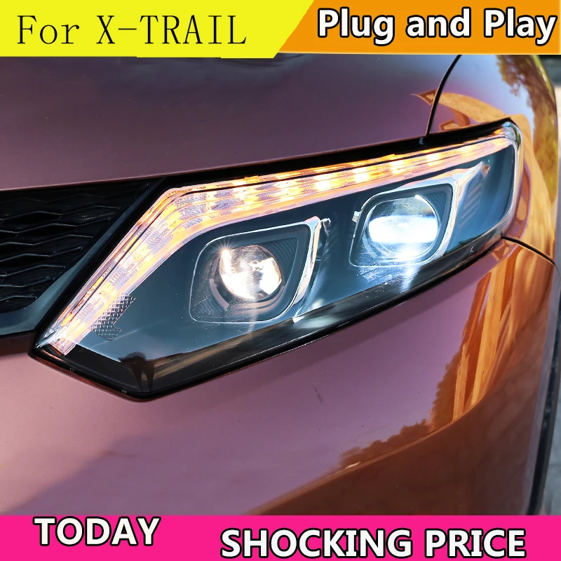 Автостайлинг для Nissan X-Trail фары 2008-2015 светодиодный ные DRL линзы двойной луч H7 HID