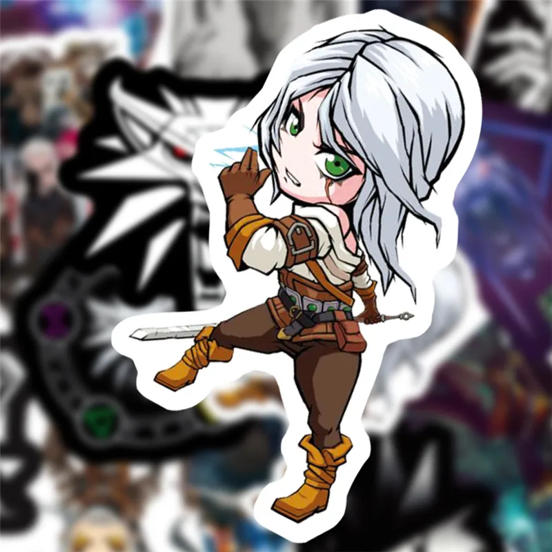 50PCS New Witcher Game Stickers Sets Anime Sticker Lot For Laptop Bicycle Phone Guitarl Cartoon Stickers Pack