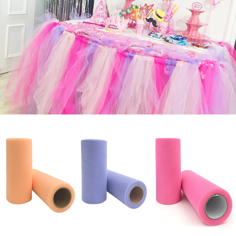 White Blue Tulle Pink Sheer Organza Fabric wedding decoration Roll 15cm 25 Yards rolls 25yd Tutu tablecloth skirt runner reel