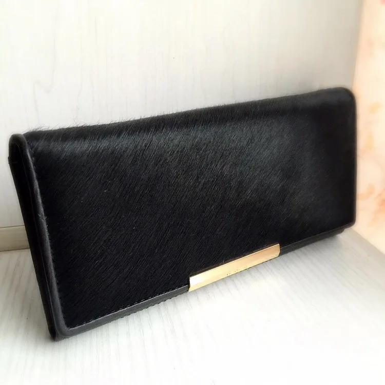 

New Women leather Wallet Genuine Leather Purse With fur designer Brand long purse High quality