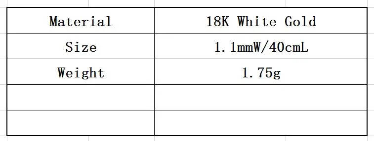 Pure AU750 18 K колье из белого золота женское ожерелье из пшеничной цепи P6254