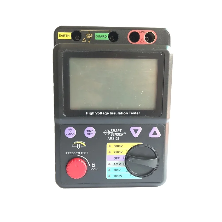 

Smart Sensor AR3126 Digital High Voltage Insulation Resistance Tester 500~5000V / 0M~1000Gohm Megohmmeter Megger