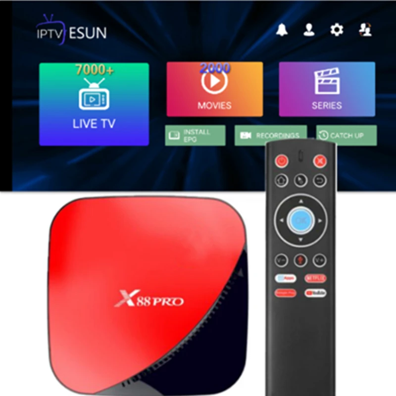 X88 PRO TV BOX Android 9.0 4GB 64GB French IPTV Belgium SUNATV Arabic Dutch Support Android m3u enigma2 Albania Italy Germany