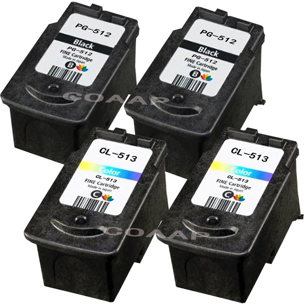 

4 Pcs PG-512 CL-513 PG512 Refillable Ink Cartridge For Canon Pixma iP2700 MP240 MP250 MP260 MP270 MP280 MP480 MX350