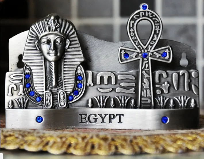 Ancient Egypt Business Card Holder Desktops Mini Office Table Decoration Metal Figurine