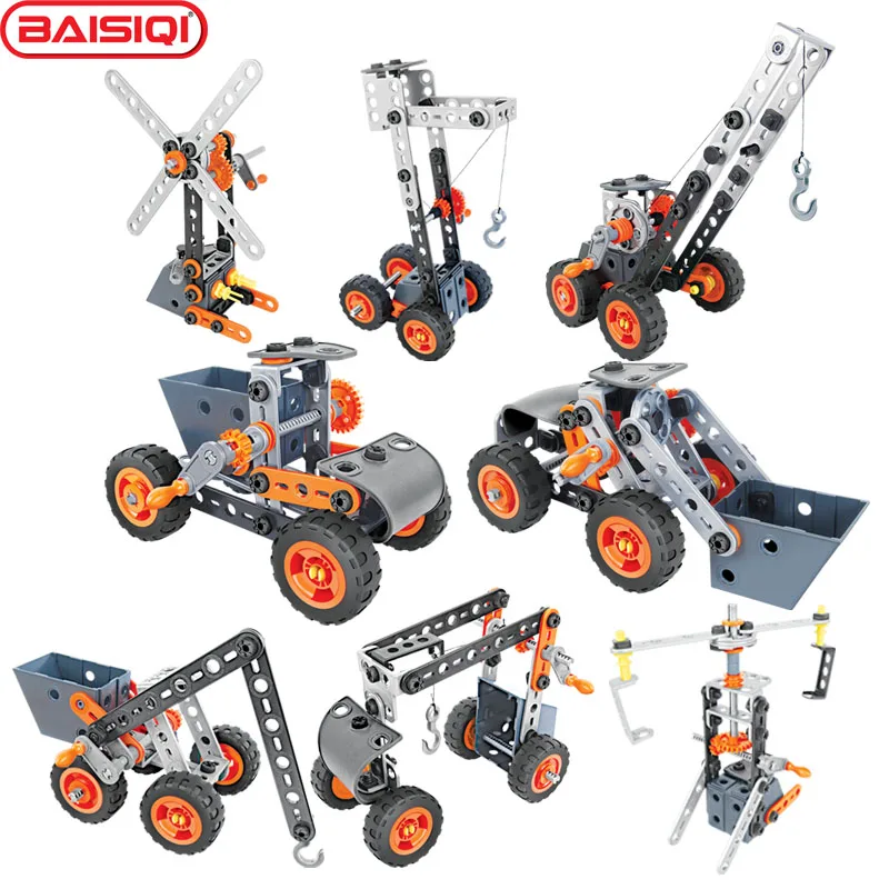 

8 in 1 Intelligent Assembly tool set Truck windmill Crane Bulldozer model Creative science DIY toy Screw block kit for pupil