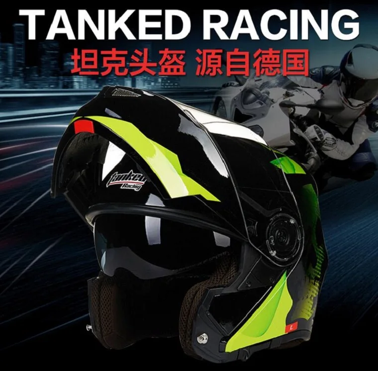 Tanked Racing ECE одобренный Filp Up мотоциклетный шлем T270 с двойными линзами Открытый мотоциклетный шлем Мото шлем