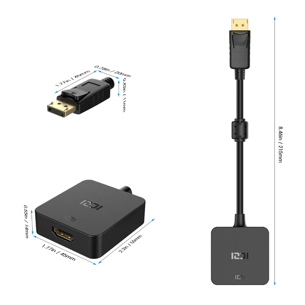 ICZI 4K Дисплей порт HDMI адаптер Поддержка пассивный или активный позолоченный адаптер DP к HDMI для проектора дисплей