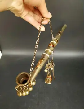 

China collection Rare Pure copper Smiling Buddha smoking tobacco rod