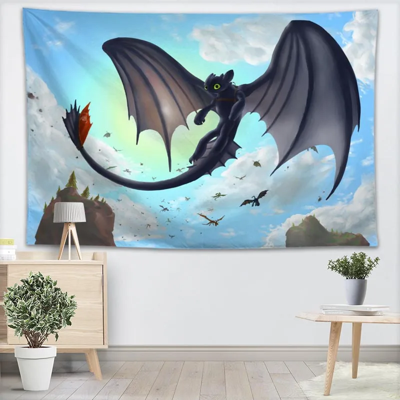 

Custom How to Train Your Dragon Wall Hanging Tapestry Sheets Home Decorative Tapestries Beach Towel Blanket Cloth Wall Tapestry