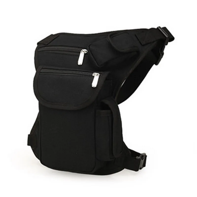 Холщовая Мужская поясная сумка для ног, сумки в стиле милитари, мотоциклетная сумка-мессенджер через плечо, наплечный ремень, сумка-кошелек, облегающая сумка - Цвет: black