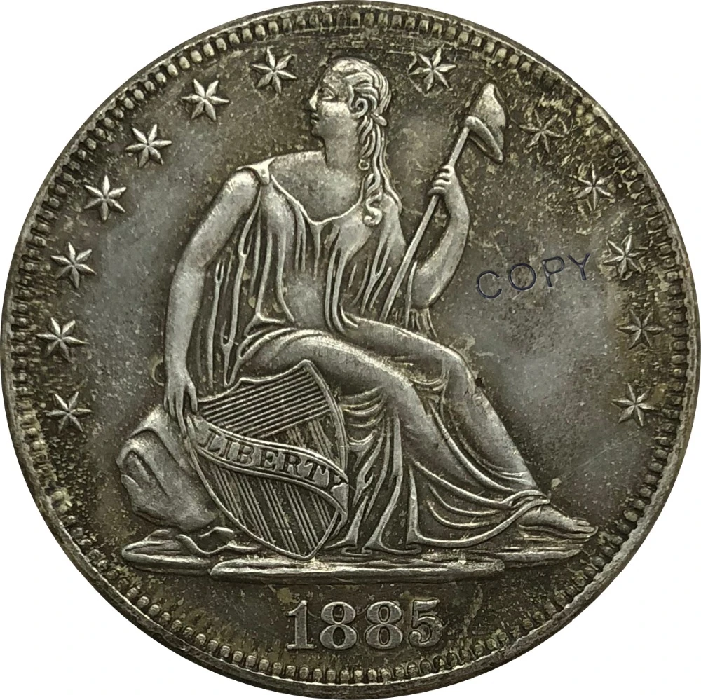 1885 США половина доллара кюпроникль Посеребренная КОПИЯ монета | Дом и сад