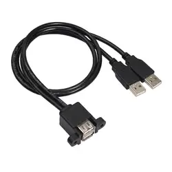 2 в 1 USB удлинительные кабели, двойной USB 2,0 мужчин и женщин кабель с винтовым креплением для ноутбука/настольного компьютера/ТВ коробка