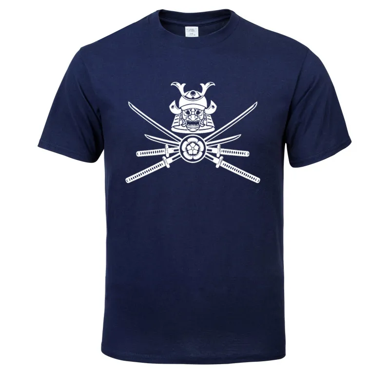 Japanese Mask Black Samurai Funny Gift Birthday Men T Shirt Print Cotton Short Sleeve T-Shirt | Мужская одежда