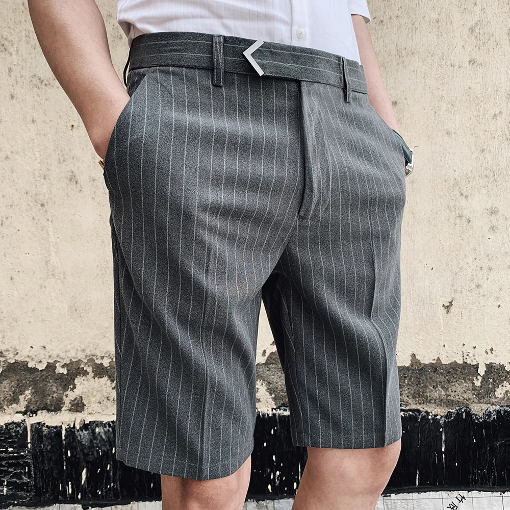 Полосатый костюм брюки мужской корейской версии Тонкий британский чистая красный 5 пять брюки парикмахер тренд повседневные брюки