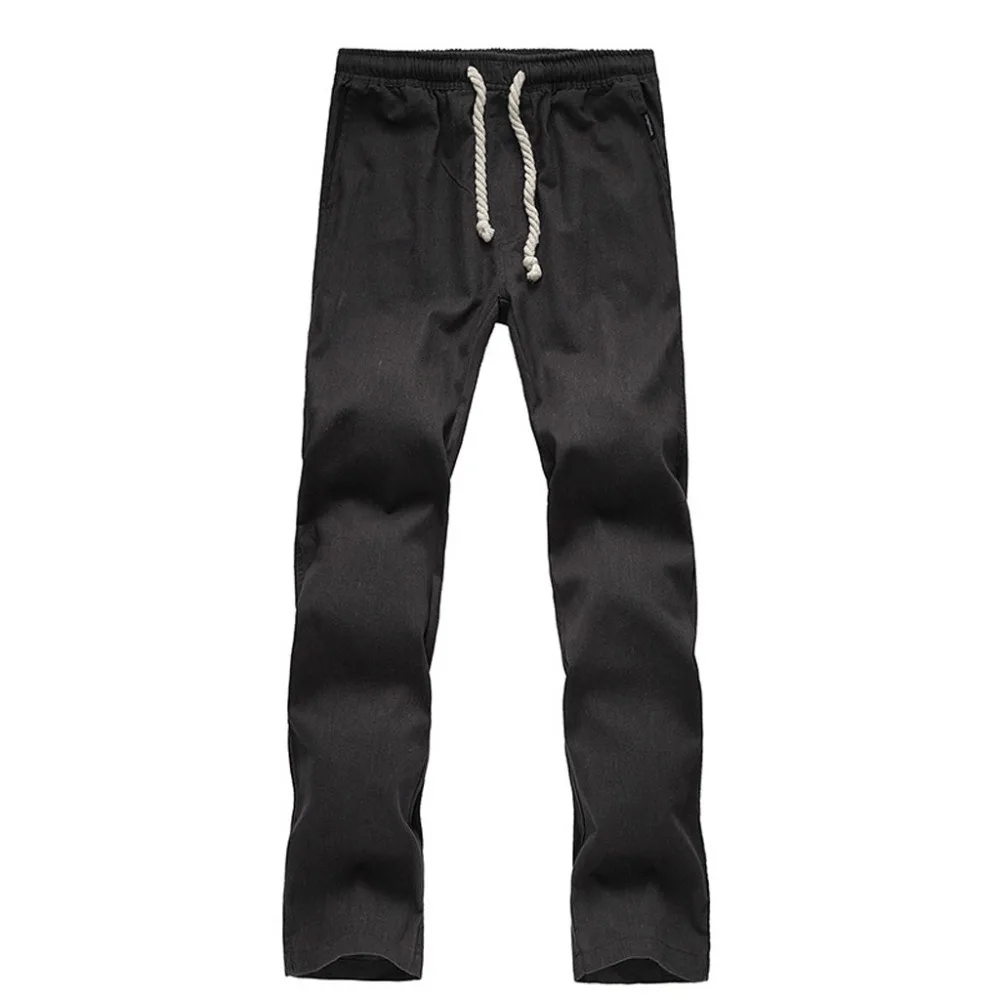 New Men Summer Fashion Solid  Fashion Cotton And Hemp Nine-Cent Solid Pants Fashion Casual Trousers Casual Long Men Pants #4R06 (3)