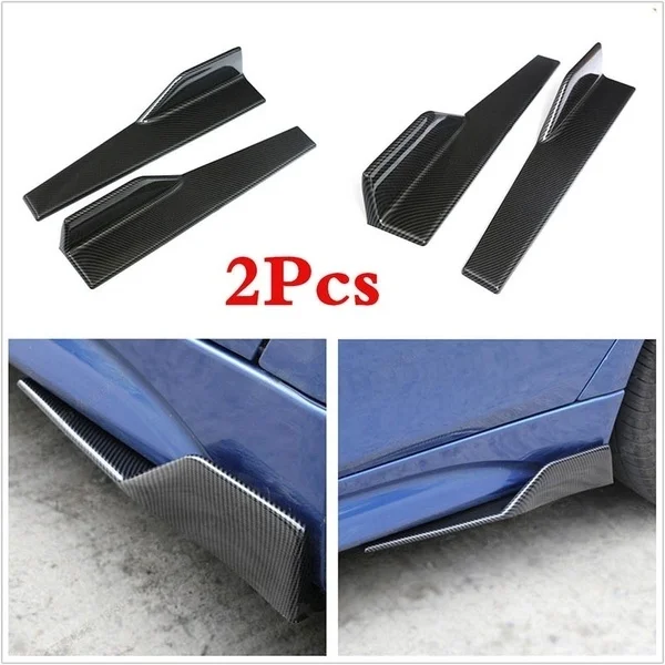 

2x 45cm Carbon Fiber Color Car Side Skirt Spoiler Rocker Splitter Anti-scratch