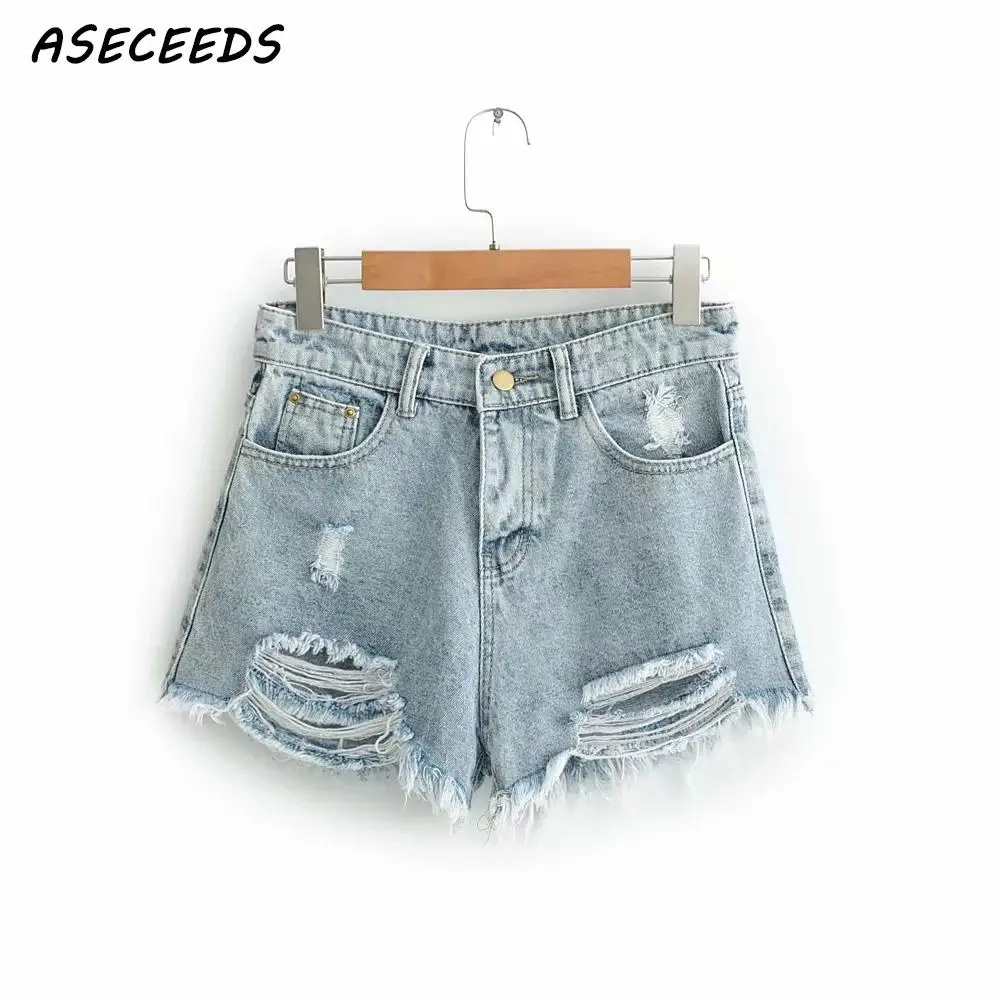 

Sexy Denim Shorts women pocket cotton Ripped shorts 2019 jean shorts women summer high Waist shorts korean fahion streetwear
