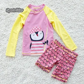 

Lovely Cartoons Kids Swimsuit Quality Girl Baby Princess Swimwear Two-pieces Bath Suit Infant Sun Care Children Beachwear 2-8Y
