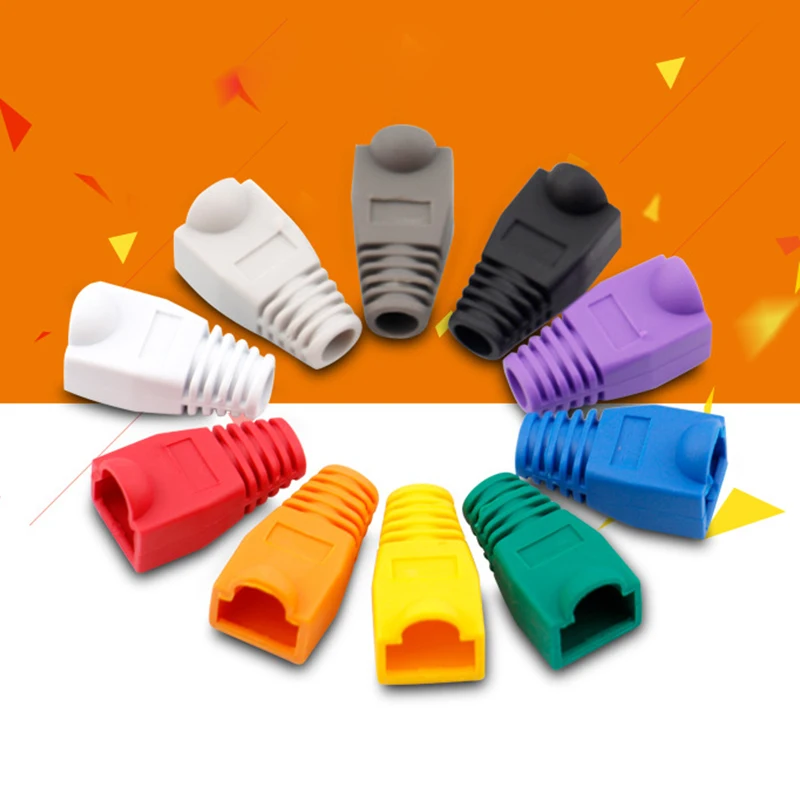 

50pcs RJ45 Plug Cap Network Cat5e Cat6 Ethernet Cable Protective Cover Mixed Color Networking Cable rj 45 Strain Relief Boots