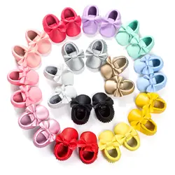 Весенняя одежда для малышей детские мокасины комфорт обувь лук мягкой подошвой бантом кисти малыша обувь детская PU кожаные туфли