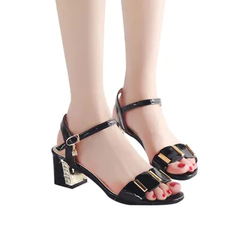 

Nice New Style Ankle Strap Heels Women Sandals Summer Shoes Women Open Toe Chunky Mid Heels Party Dress Sandals Big Size 26-62